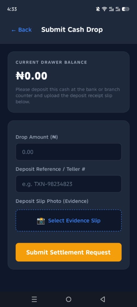 Submit Cash Drop